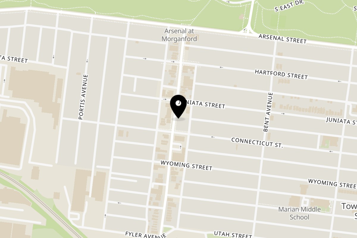 Map showing the location of STL Steak and Cake on 3172 Morgan Ford Rd Suite A in St. Louis